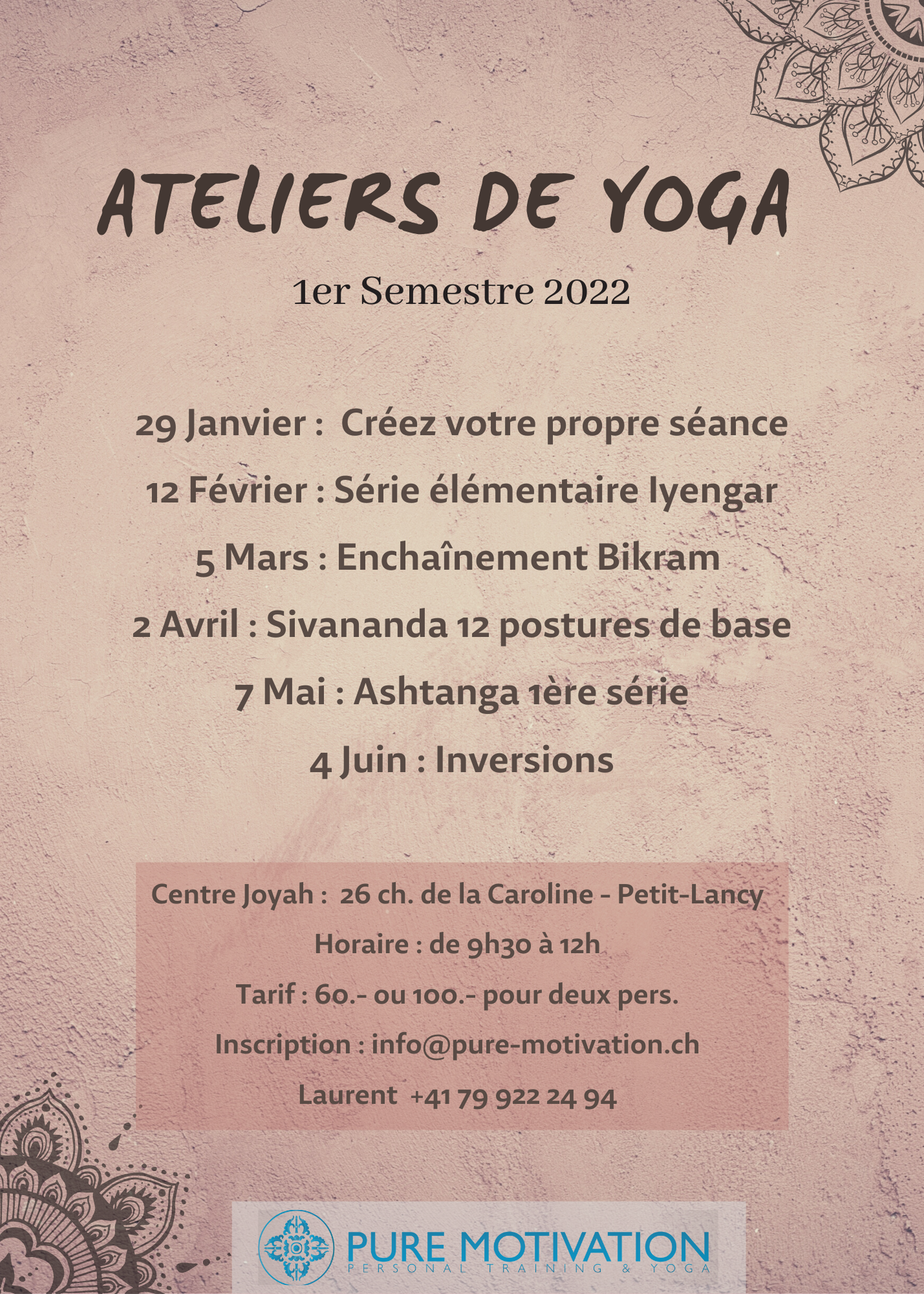 Ateliers de Yoga mensuels 2022